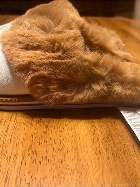 New Kuailu Plush Faux Fur Slide Slippers — Caramel Brown